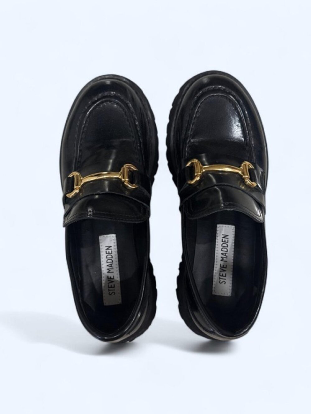 Steve Madden Women Size: 6.5 Black and Gold Loafers